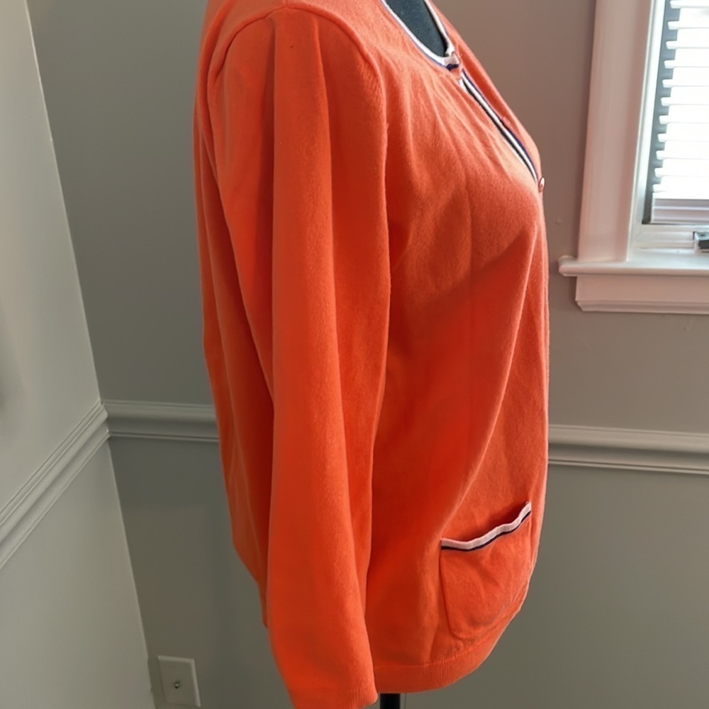Talbots Orange Button Front Lightweight Sweater C… - image 7
